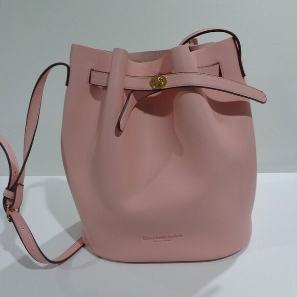 Elizabeth Arden Pink Bucket Tote Bag Turnlock Drawstring Crossbody Size 12 x 11" - Picture 2 of 8